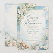 Faire-part de mariage de plage Océan Romance (Devant / Derrière)