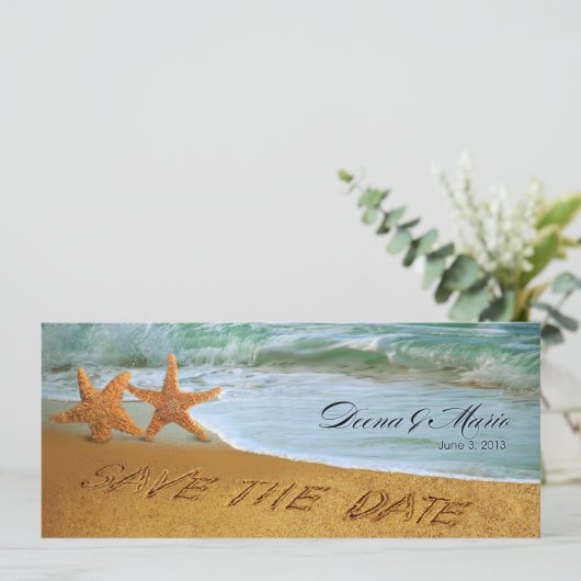 Faire-part de mariage de plage pour couple étoile  (Debout devant)
