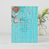 Faire-part de mariage de plage rustique turquoise (Debout devant)