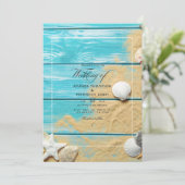 Faire-part de mariage de plage rustique turquoise  (Debout devant)