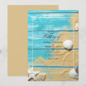 Faire-part de mariage de plage rustique turquoise  (Devant / Derrière)