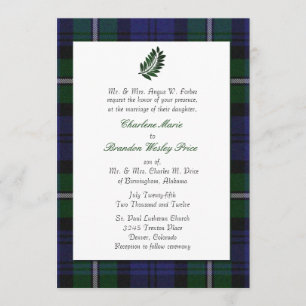 Faire-part de mariage de plaid de tartan