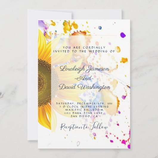 Faire-part de mariage de plaque de tournesol (Devant)