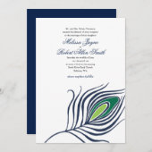 Faire-part de mariage de plume de paon (Devant / Derrière)