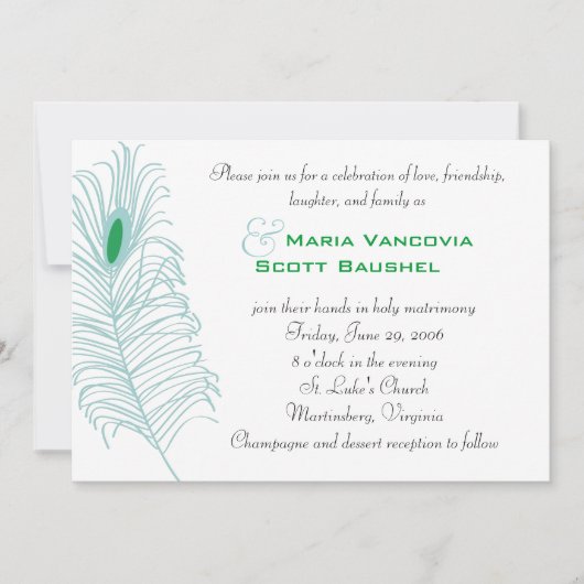 Faire-part de mariage de plumes (Devant)