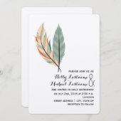 Faire-part de mariage de plumes du désert (Devant / Derrière)