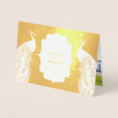 Faire-part de mariage de plumes Peacock Bleu Gold  (Devant)