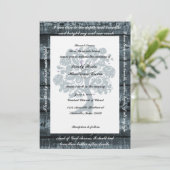 Faire-part de mariage de poésie en bois bleu d'arb (Debout devant)