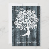 Faire-part de mariage de poésie en bois bleu d'arb (Dos)