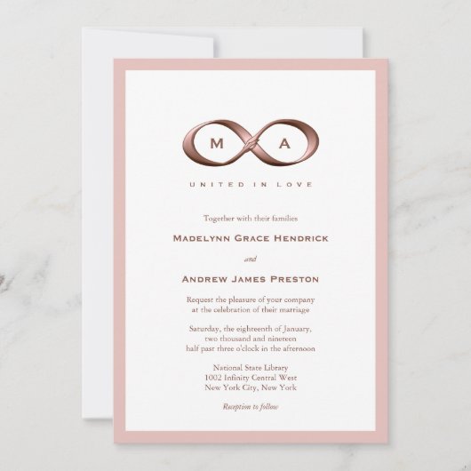 Faire-part de mariage de poignée rose Gold Infinit (Devant)
