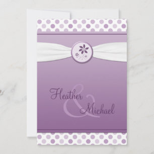 Faire-part de mariage de point de polka violet de 