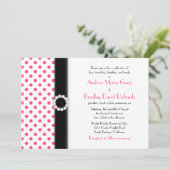 Faire-part de mariage de point rose chaud (Debout devant)