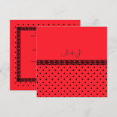 FAIRE-PART DE MARIAGE DE POINTE EN LACE ROUGE MODE (Devant / Derrière)