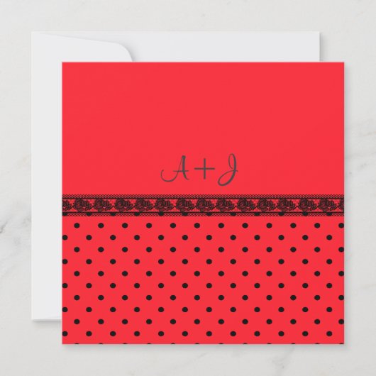 FAIRE-PART DE MARIAGE DE POINTE EN LACE ROUGE MODE (Devant)
