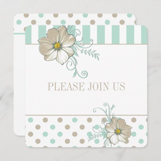 FAIRE-PART DE MARIAGE DE POINTS BISQUES À LA MINTE (Devant / Derrière)