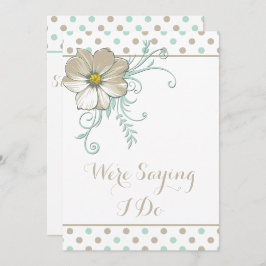 FAIRE-PART DE MARIAGE DE POINTS BISQUES À LA MINTE (Devant / Derrière)