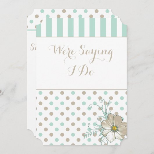 FAIRE-PART DE MARIAGE DE POINTS BISQUES À LA MINTE (Devant / Derrière)