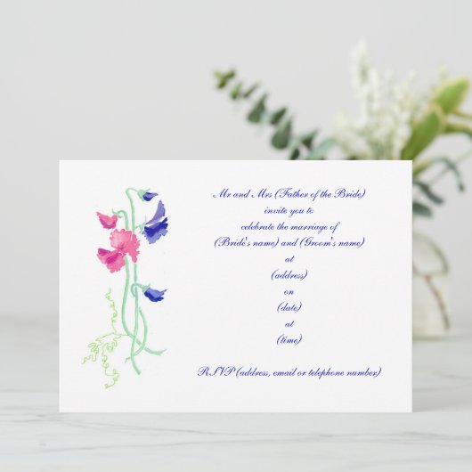 Faire-part de mariage de pois doux (Debout devant)