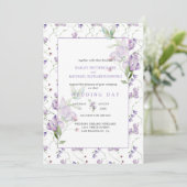 Faire-part de mariage de pois doux de lavande (Debout devant)