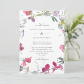 Faire-part de mariage de pois doux violet et rose (Debout devant)