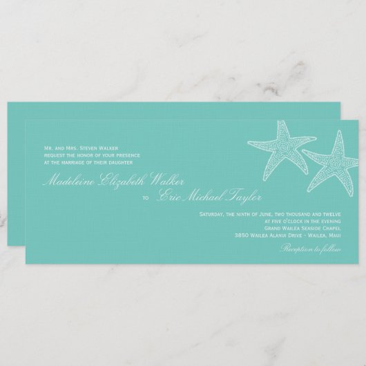 Faire-part de mariage de poisson étoilé - Bleu (Devant / Derrière)