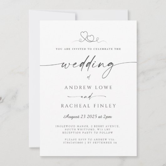 faire-part de mariage de police de script élégant (Devant)