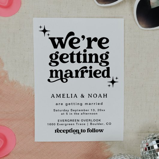 Faire-part de mariage de police rétro super