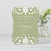 Faire-part de mariage de porte-toron vert Sage (Debout devant)