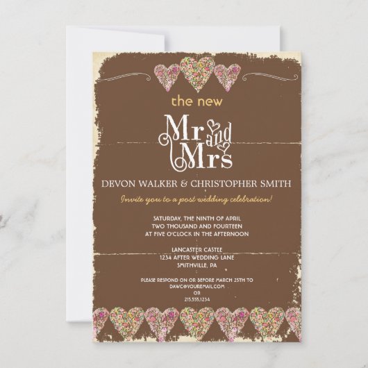 Faire-part de mariage de post-tableau de bord des  (Devant)