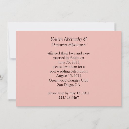 Faire-part de mariage de poste marié (Dos)