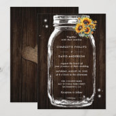 Faire-part de mariage de pot de tournesol en bois (Devant / Derrière)