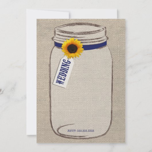 Faire-part de mariage de pot de tournesol rustique (Dos)