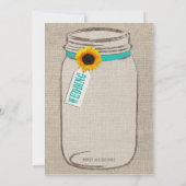 Faire-part de mariage de pot de tournesol rustique (Dos)