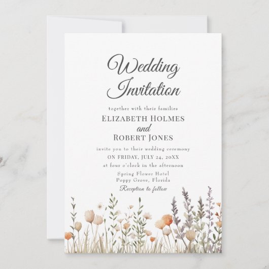 Faire-part de mariage de prairie Fleur sauvage de (Devant)