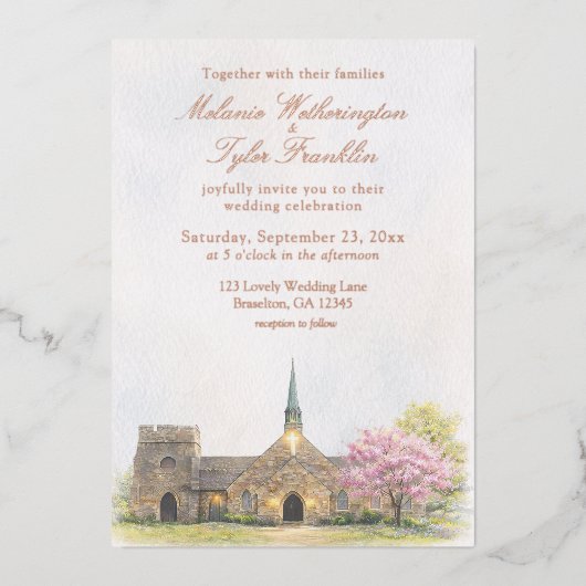 Faire-part de mariage de printemps à l'aquarelle d (Recto)