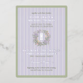 Faire-part de mariage de printemps à rayures lavan (Recto)