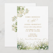 Faire-part de mariage de printemps aux fleurs blan (Devant / Derrière)