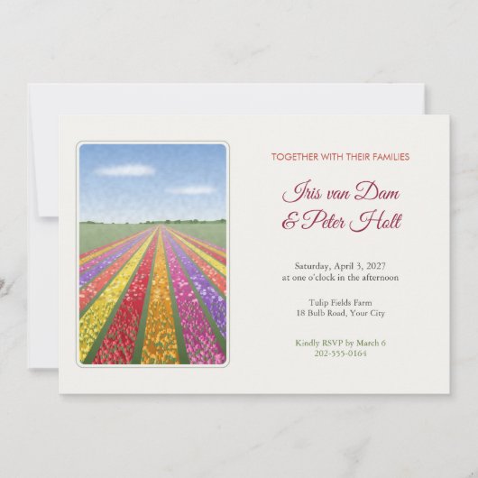 Faire-part de mariage de printemps Rangées de tuli (Devant)