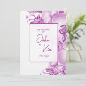 Faire-part de mariage de prune et d'orchidées blan (Debout devant)