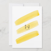 Faire-part de mariage de rayures d'aquarelle jaune (Dos)