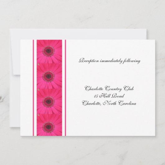 Faire-part de mariage de réception rose Gerbera Da (Devant)