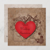 Faire-part de mariage de Red Heart (Devant / Derrière)