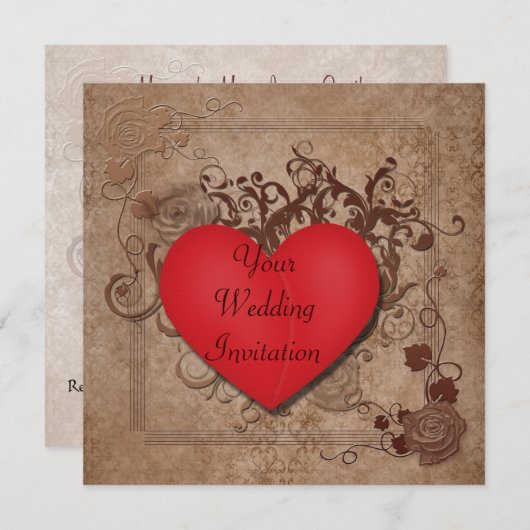 Faire-part de mariage de Red Heart (Devant / Derrière)