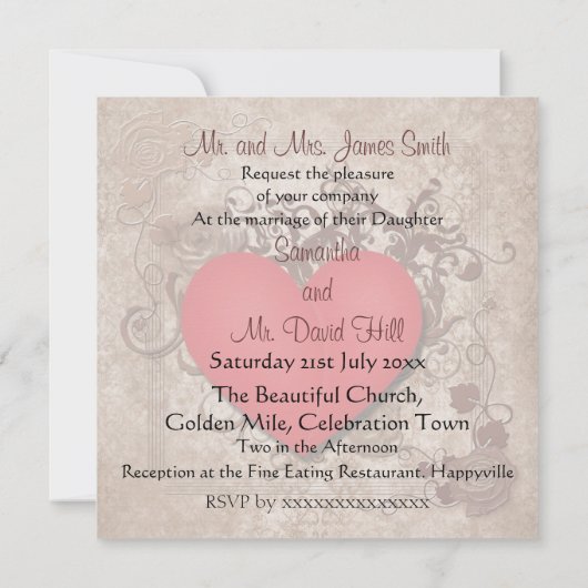 Faire-part de mariage de Red Heart (Dos)