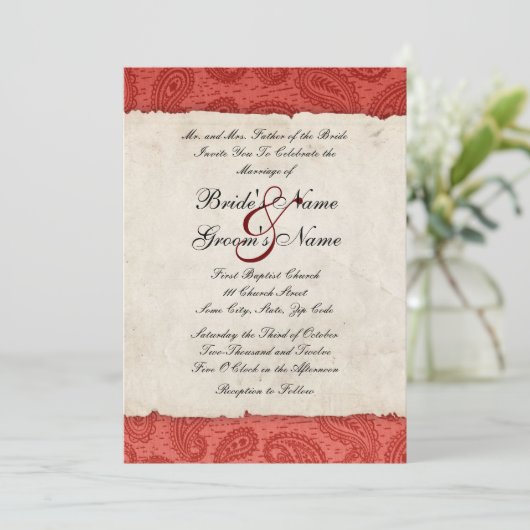 Faire-part de mariage de Red Paisley (Debout devant)