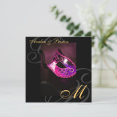 Faire-part de mariage de remous de rose de masque (Debout devant)