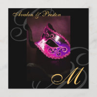 Faire-part de mariage de remous de rose de masque