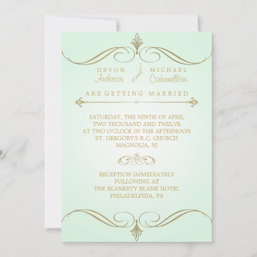 Faire-part de mariage de remous de vert en bon (Dos)