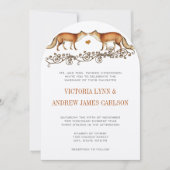 Faire-part de mariage de renards vintages (Devant)