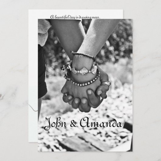 Faire-part de mariage de retenue des mains (Devant / Derrière)